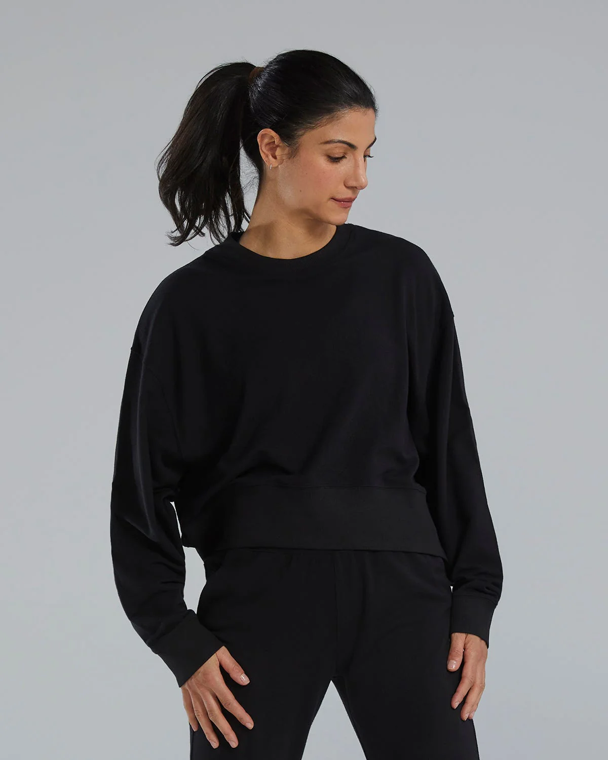 UltraSoft Women's Midweight Terry Cropped Crew 1 UltraSoft Women's Midweight Terry Cropped Crew
