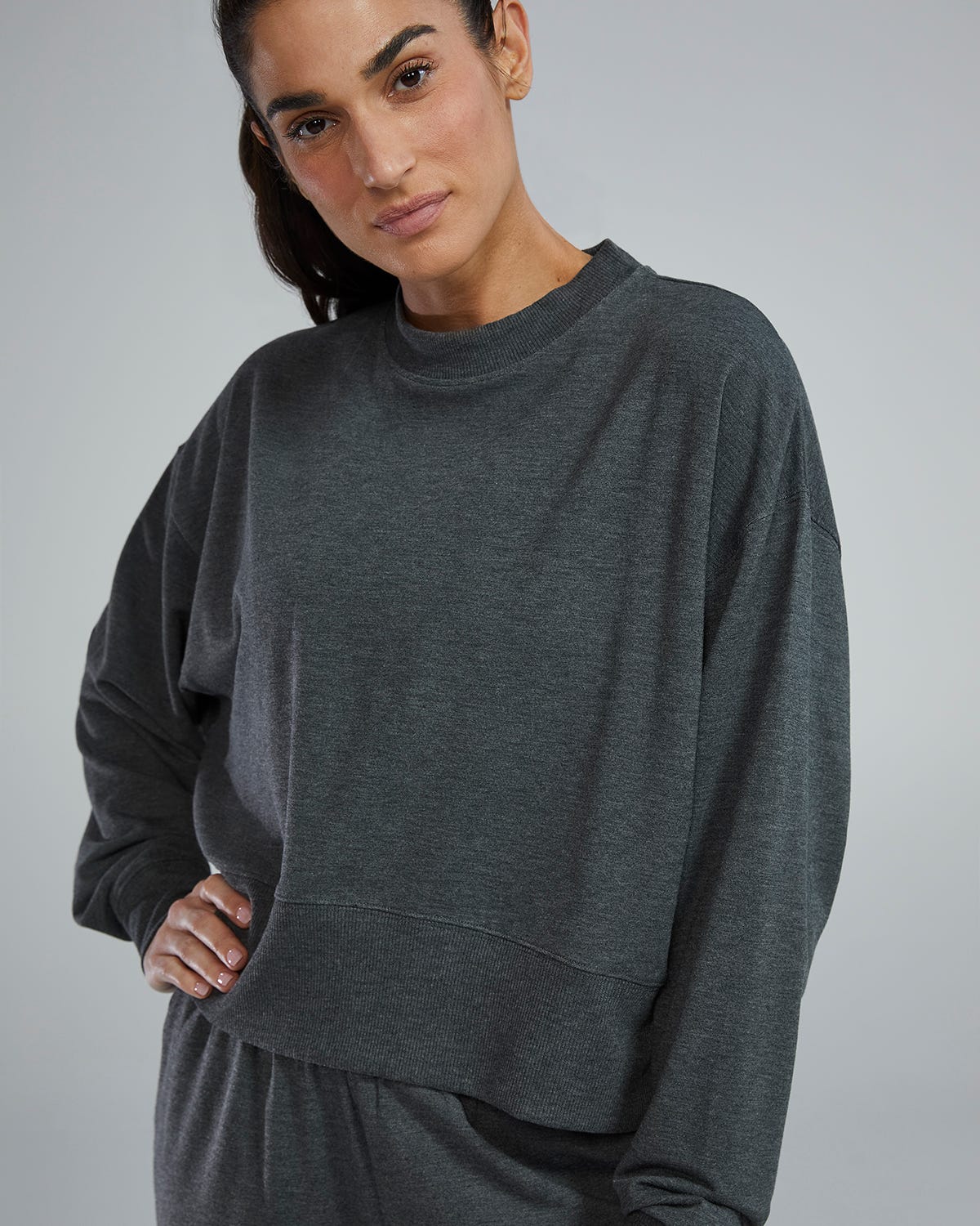 UltraSoft Women's Midweight Terry Cropped Crew 21 UltraSoft Women's Midweight Terry Cropped Crew