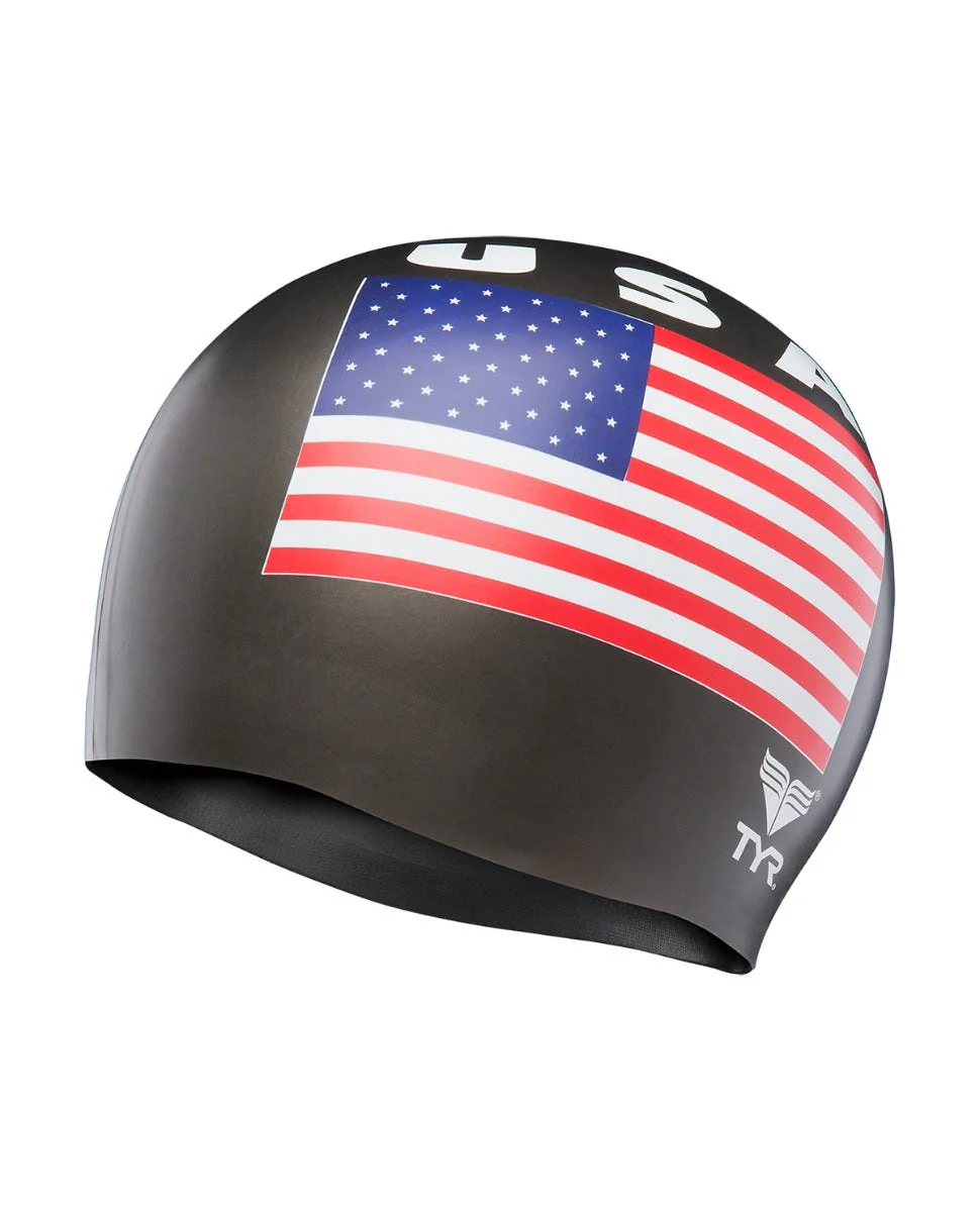 Adult Latex Swim Cap - USA 2 Adult Latex Swim Cap - USA